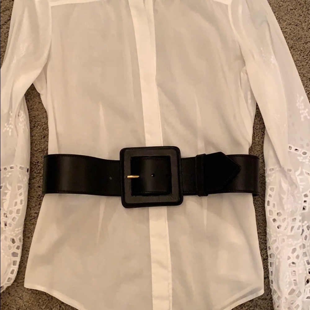 Yves Saint Laurent wide blk leather belt